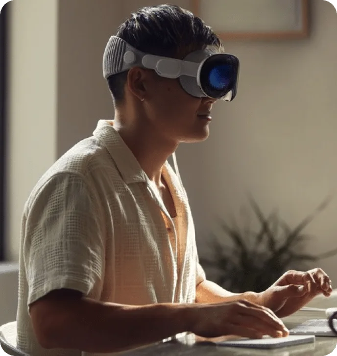 Man wearing apple vision pro