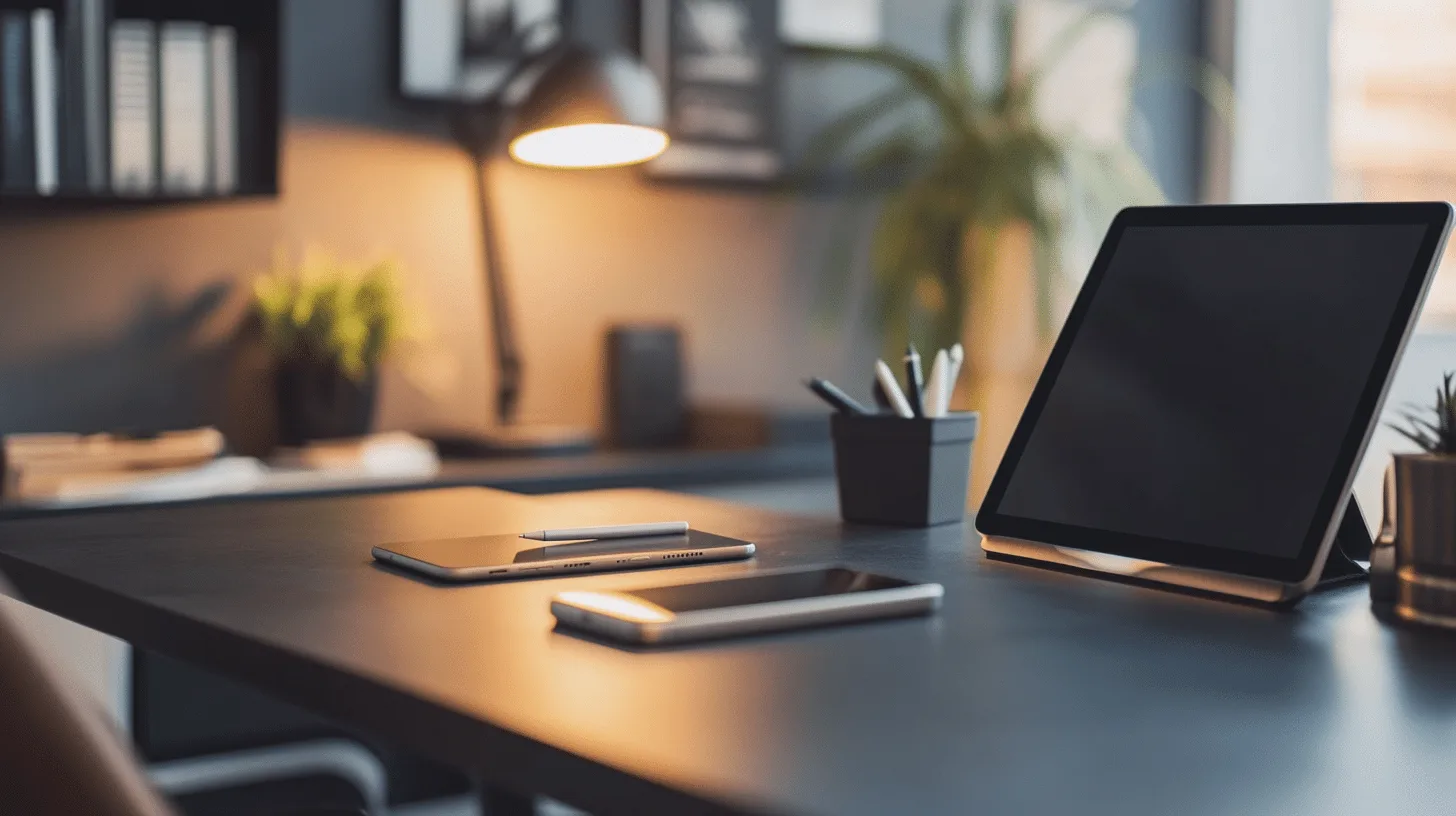 Desk with a tablet