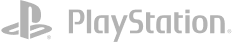 PlayStation logo: the layered P and S mark beside the PlayStation wordmark, in flat light grey