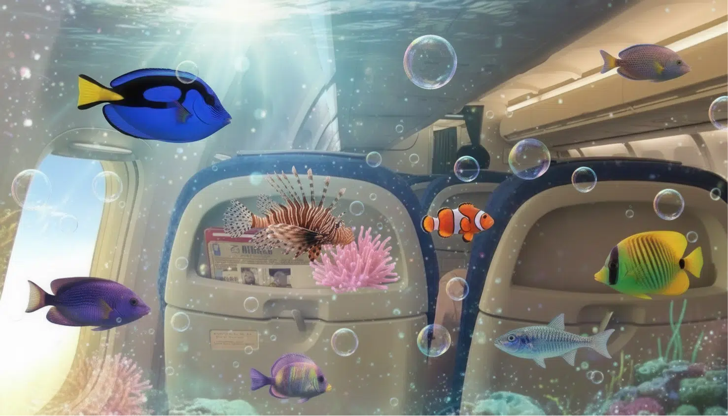 Aquarium adventures inside an airplane