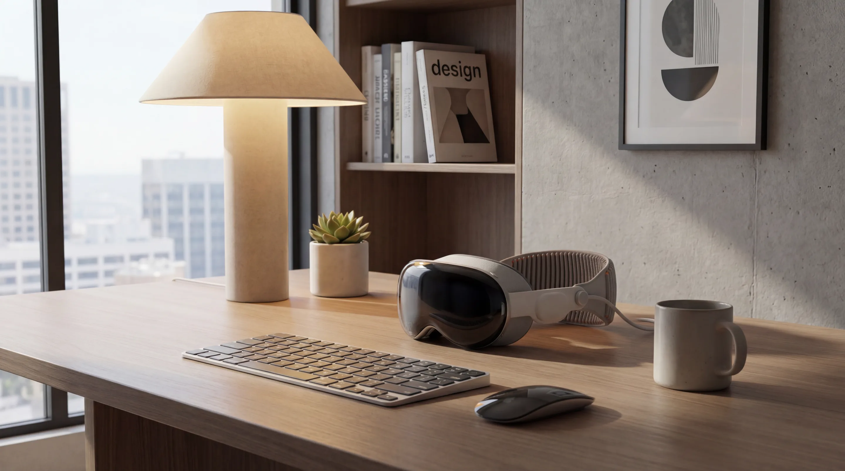 an Apple Vision Pro sitting on a desk