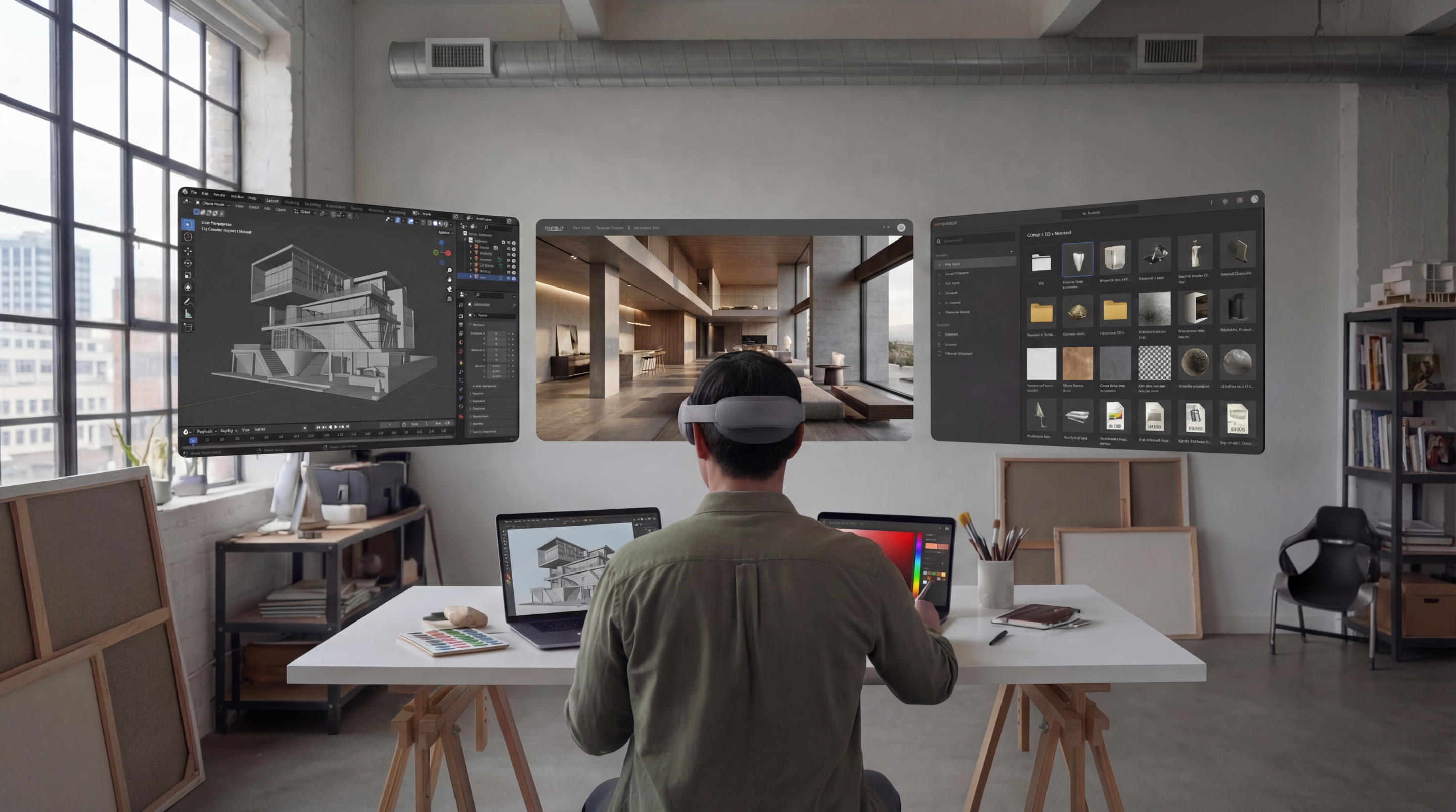 A man working with a vr headset