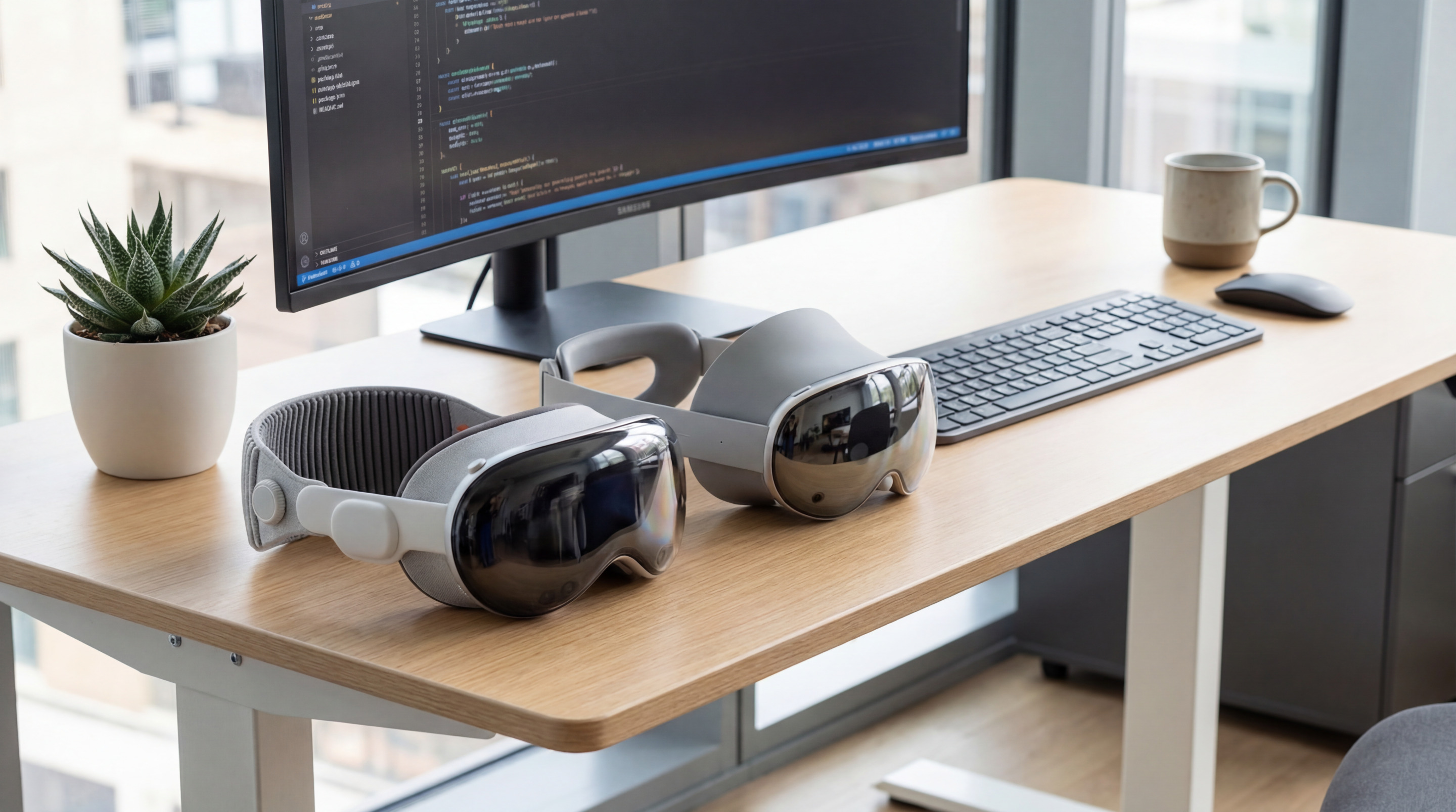 a side by side comparison of Apple Vision Pro and Samsung galaxy XR