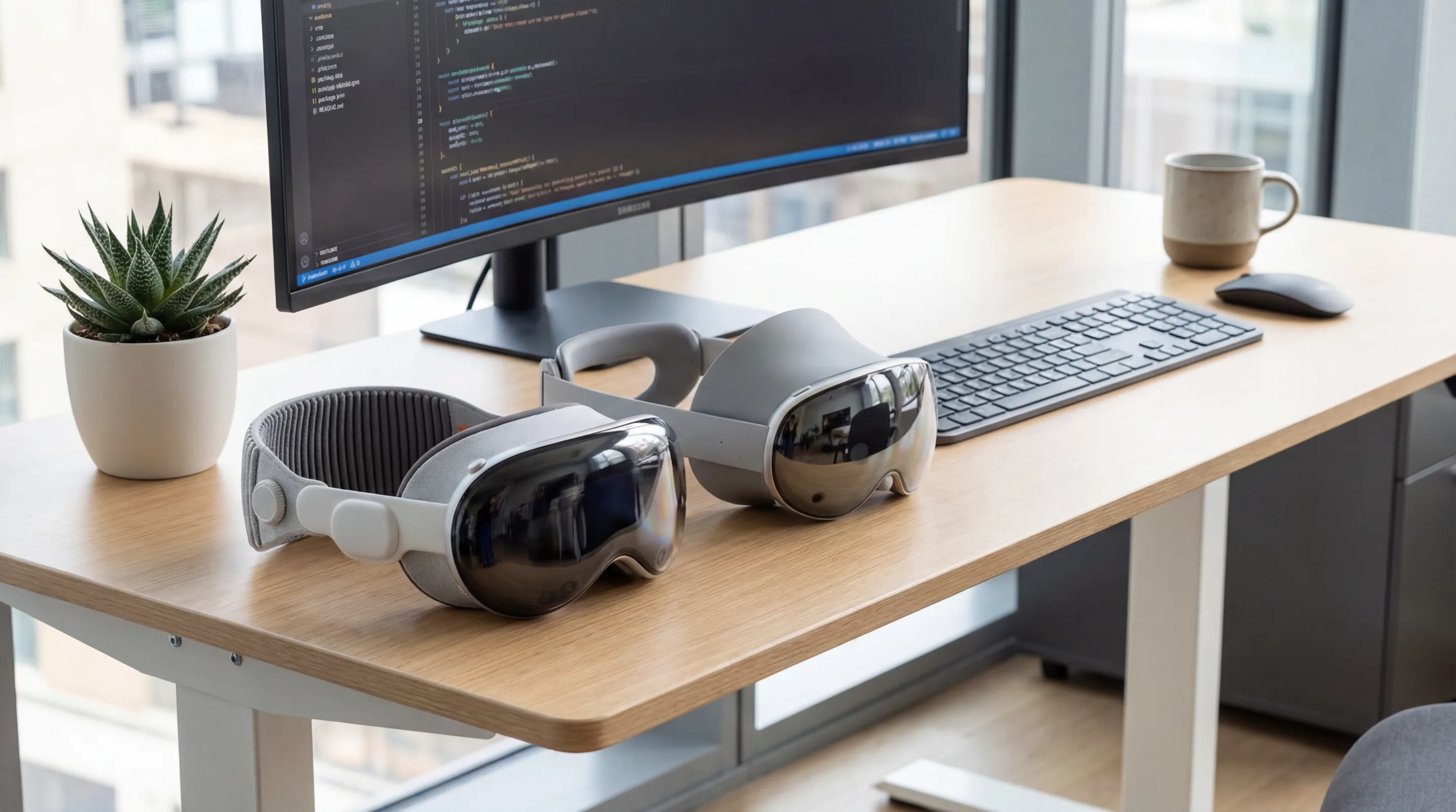 a side by side comparison of Apple Vision Pro and Samsung galaxy XR
