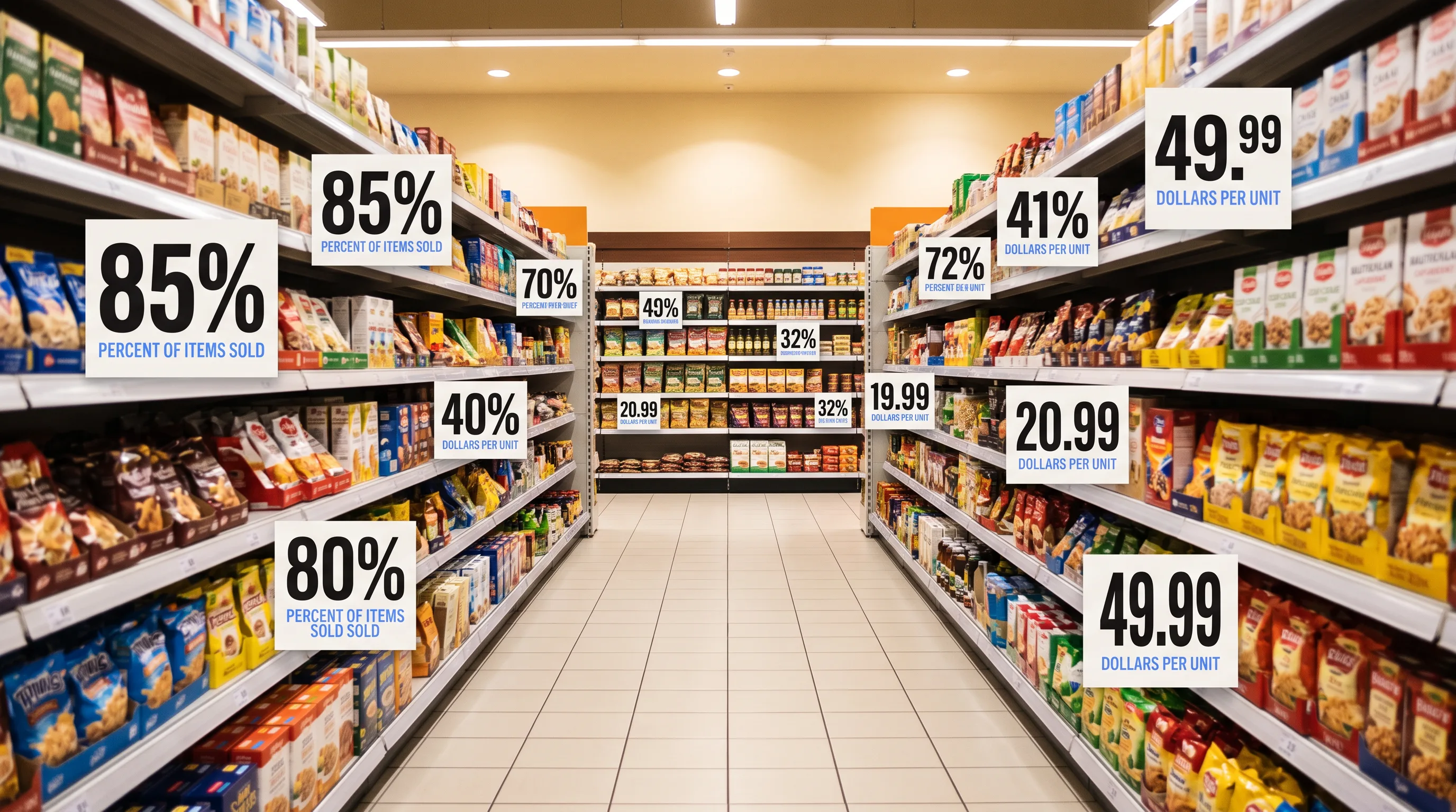 Retail store aisle background for a business AR 94% conversion lift stat card