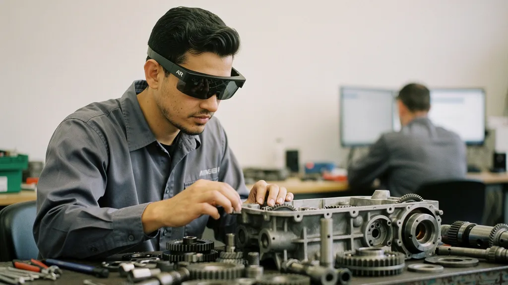 Engineer wearing Magic Leap 2 in workshop — augmented reality used in business