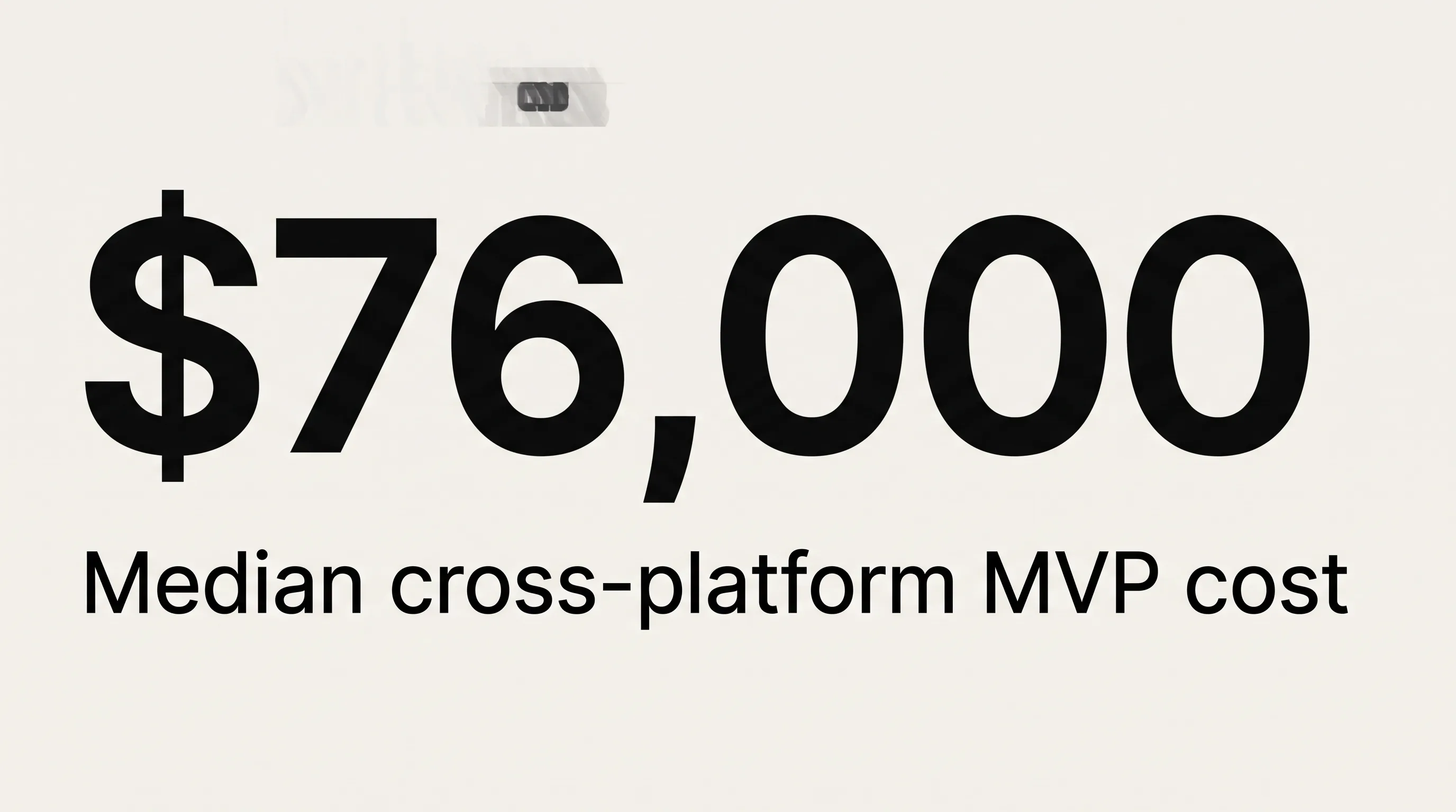 Stat card showing $76,000 as the median cross-platform MVP app development cost