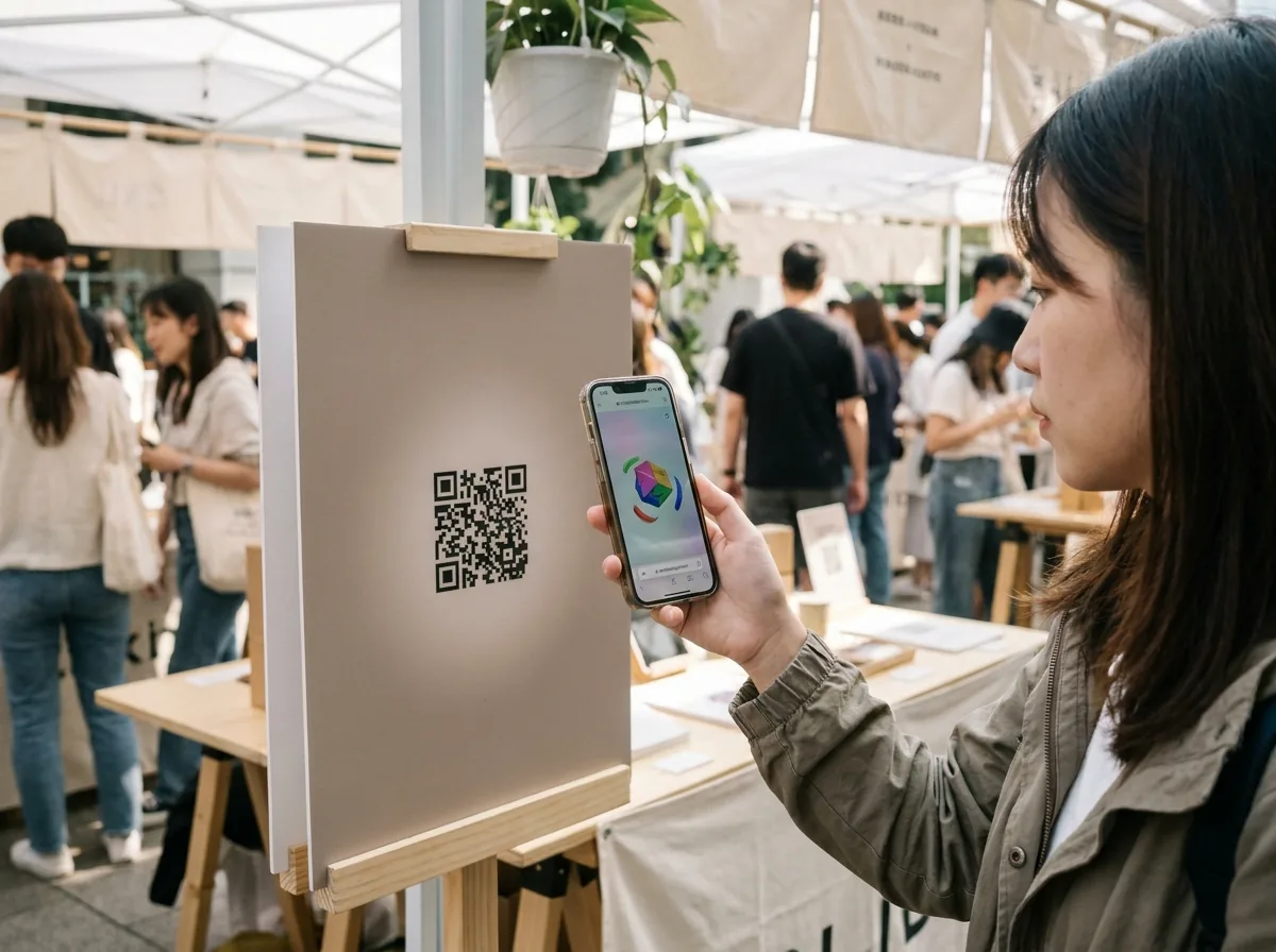 Phone scanning a QR code on packaging and opening a browser AR campaign instantly