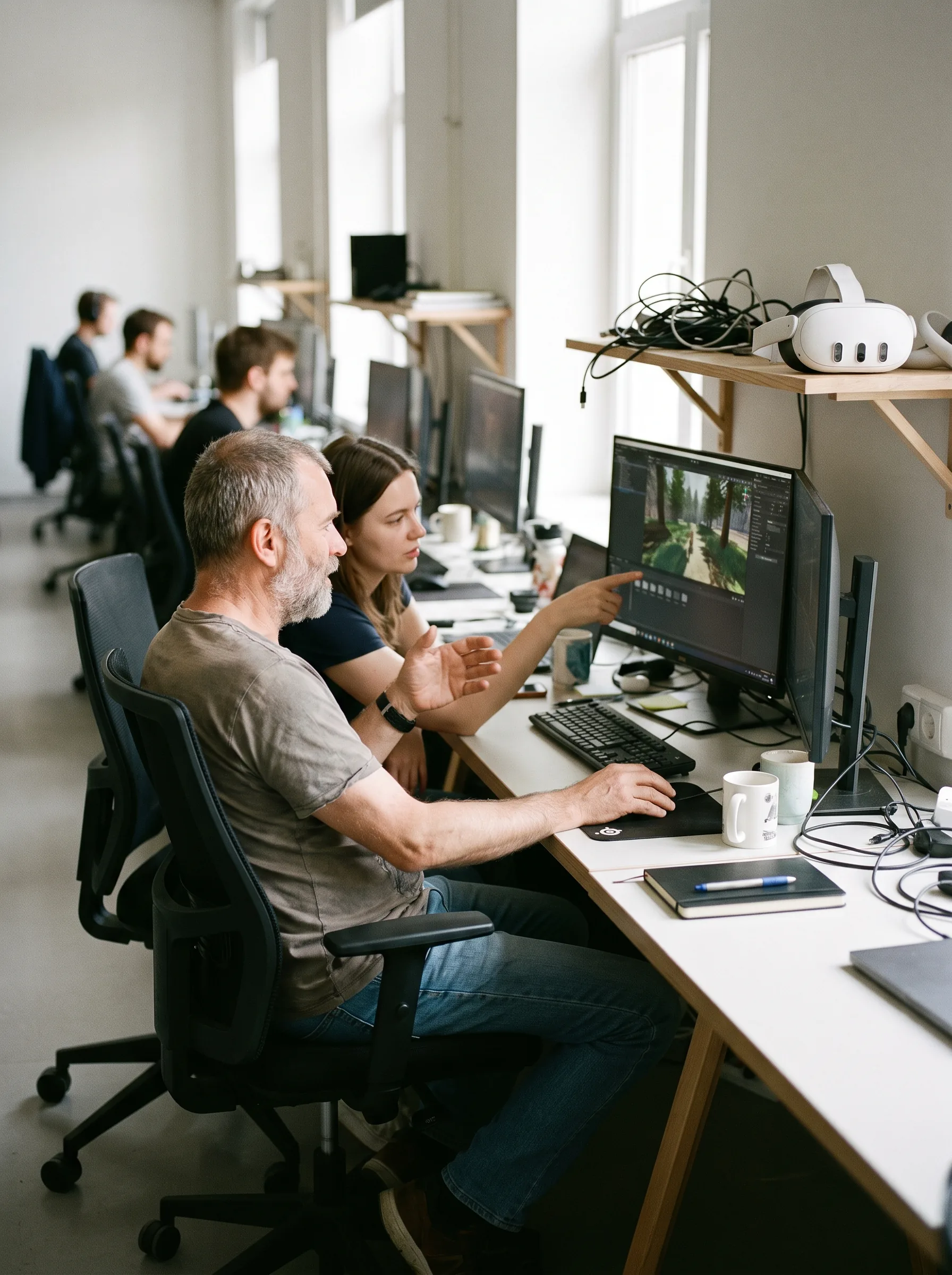 Senior VR developer working alongside an existing in-house game team at their own desks