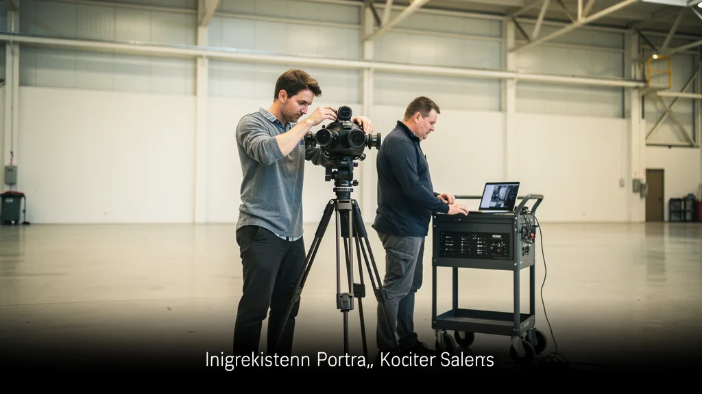360 video production crew setting up a multi-lens camera rig in an industrial training facility