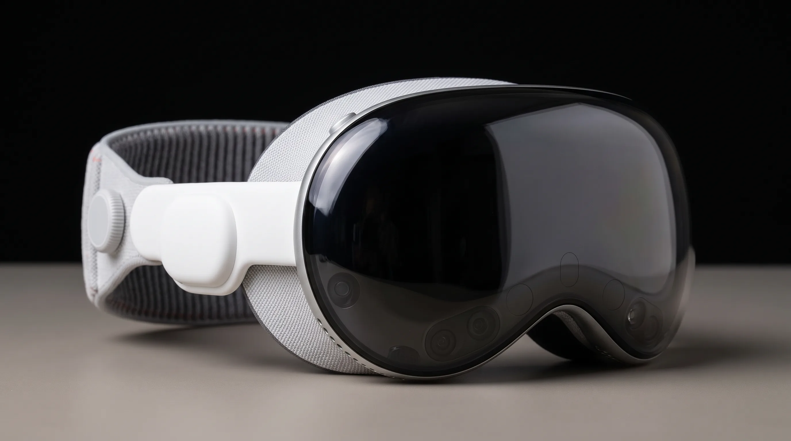 Apple Vision Pro headset on a neutral surface representing immersive 360 video delivery