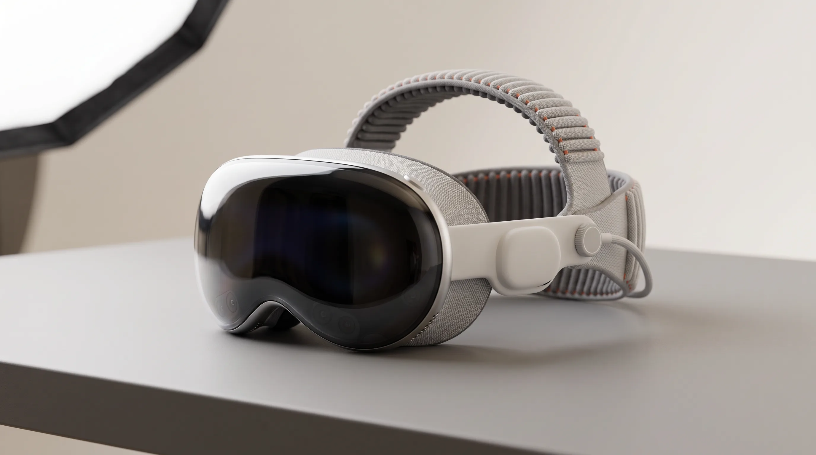 Apple Vision Pro M5 headset on a studio surface for premium spatial commerce