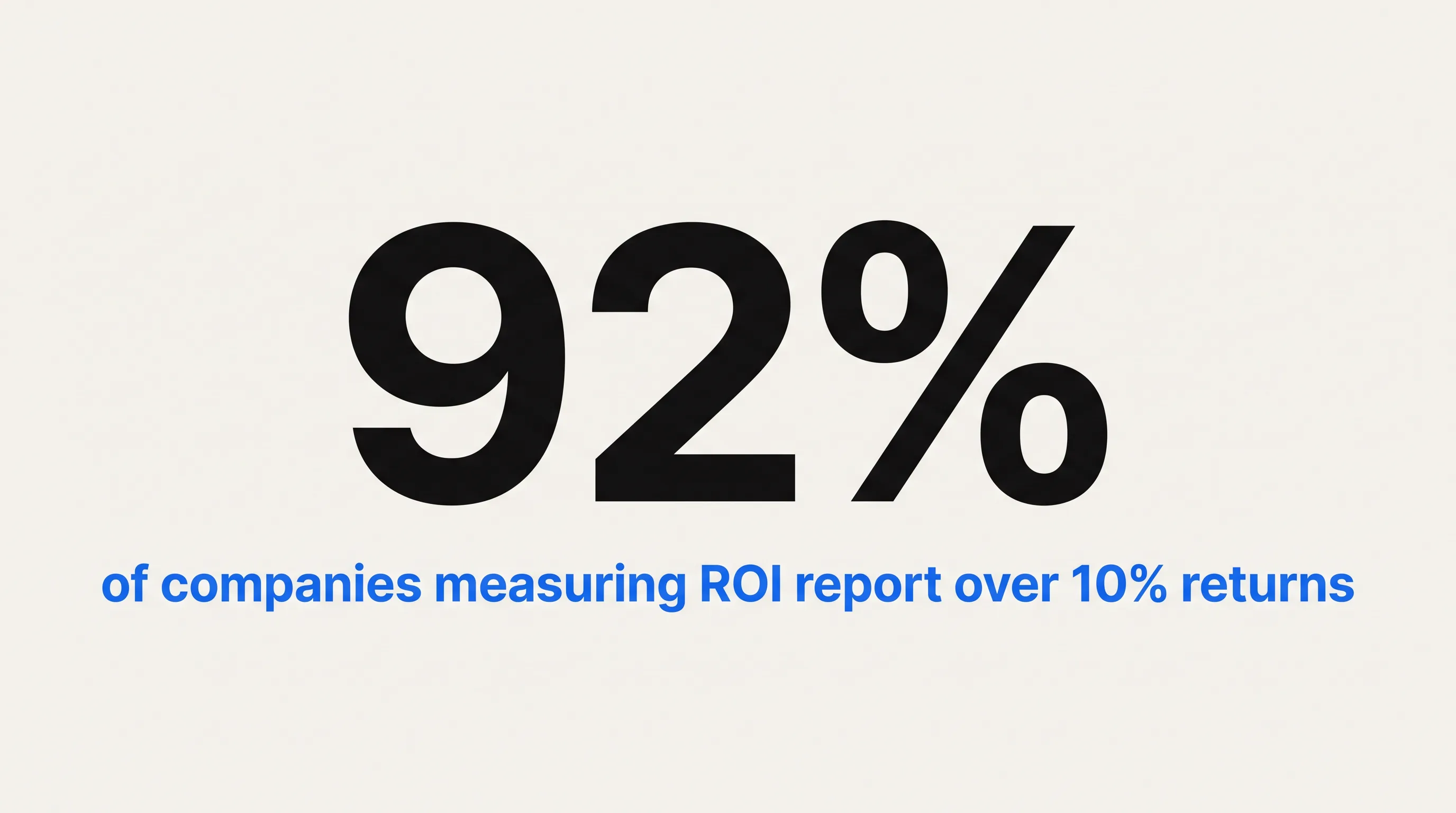 Stat card: 92% of companies measuring digital twin ROI report returns above 10%.