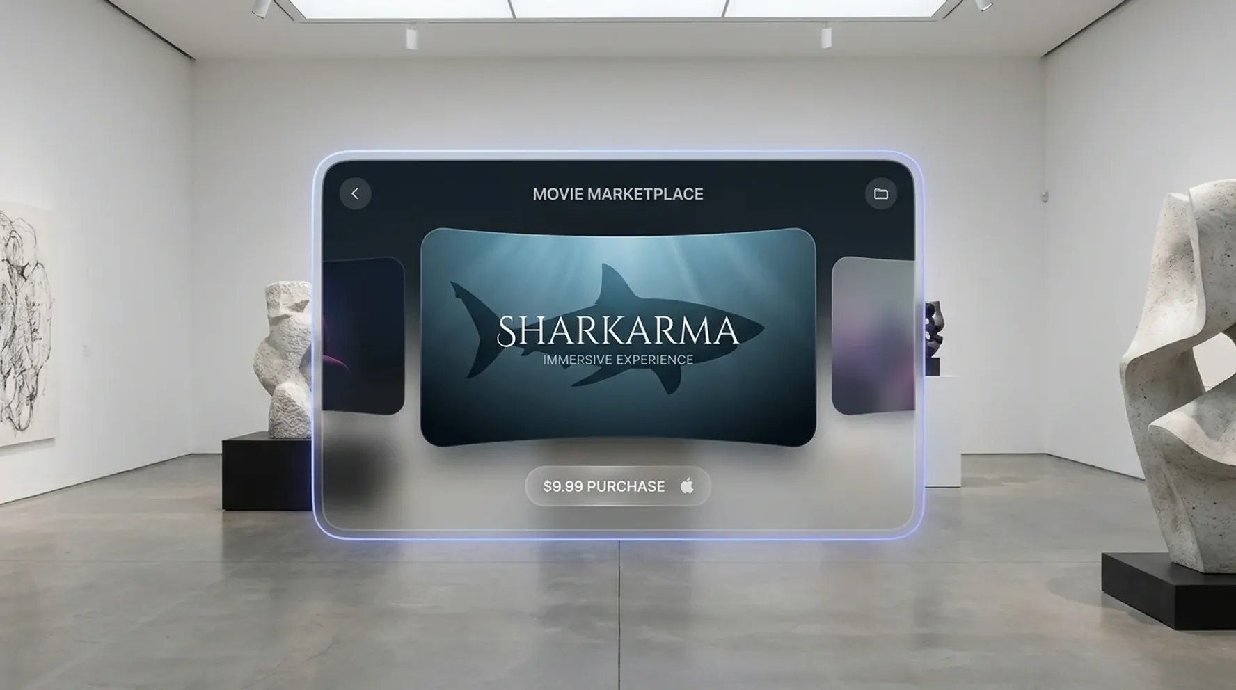 The ImmersiX film library floating in a virtual gallery