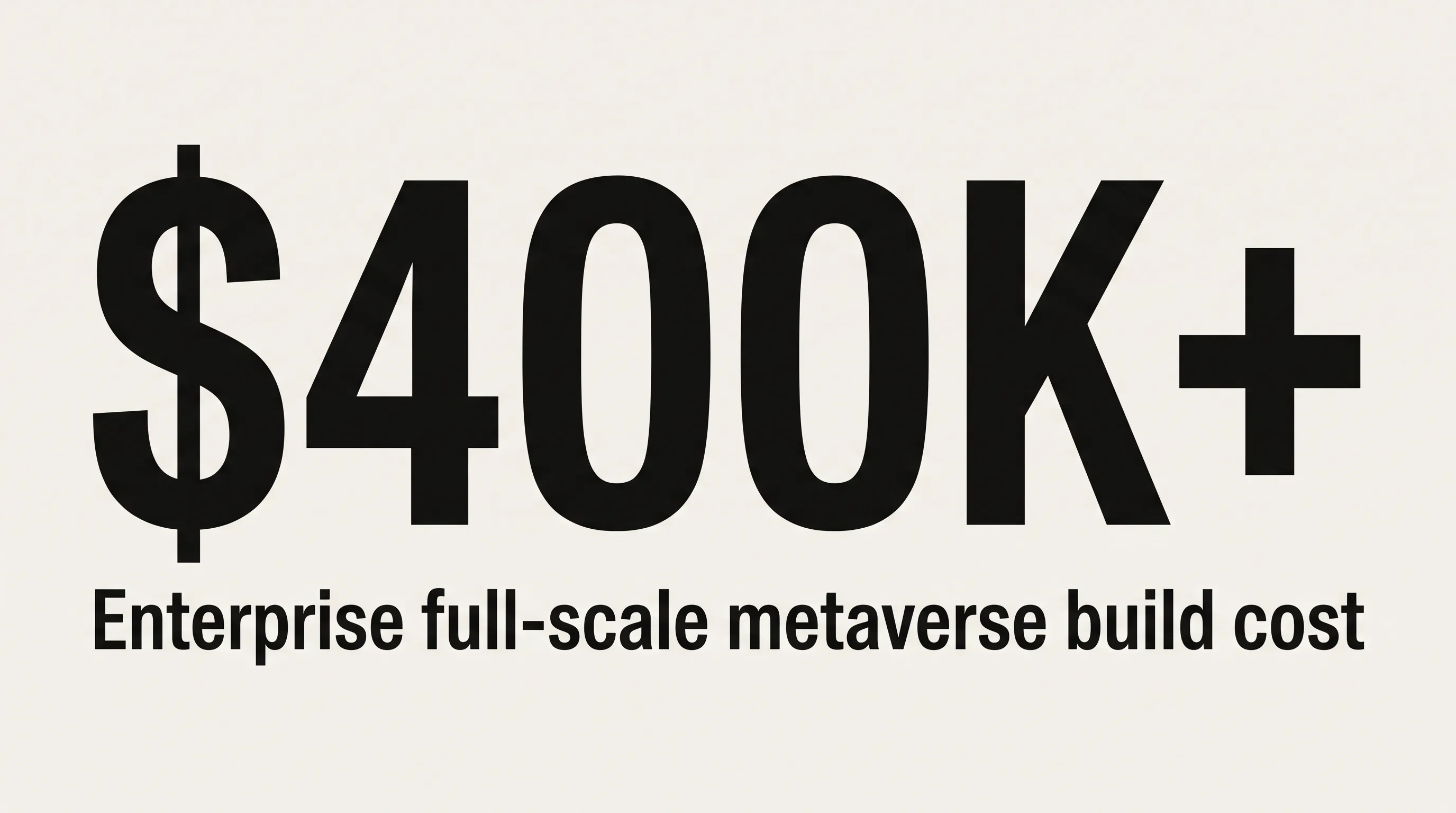 Stat card showing $400K+ as the enterprise full-scale metaverse build cost