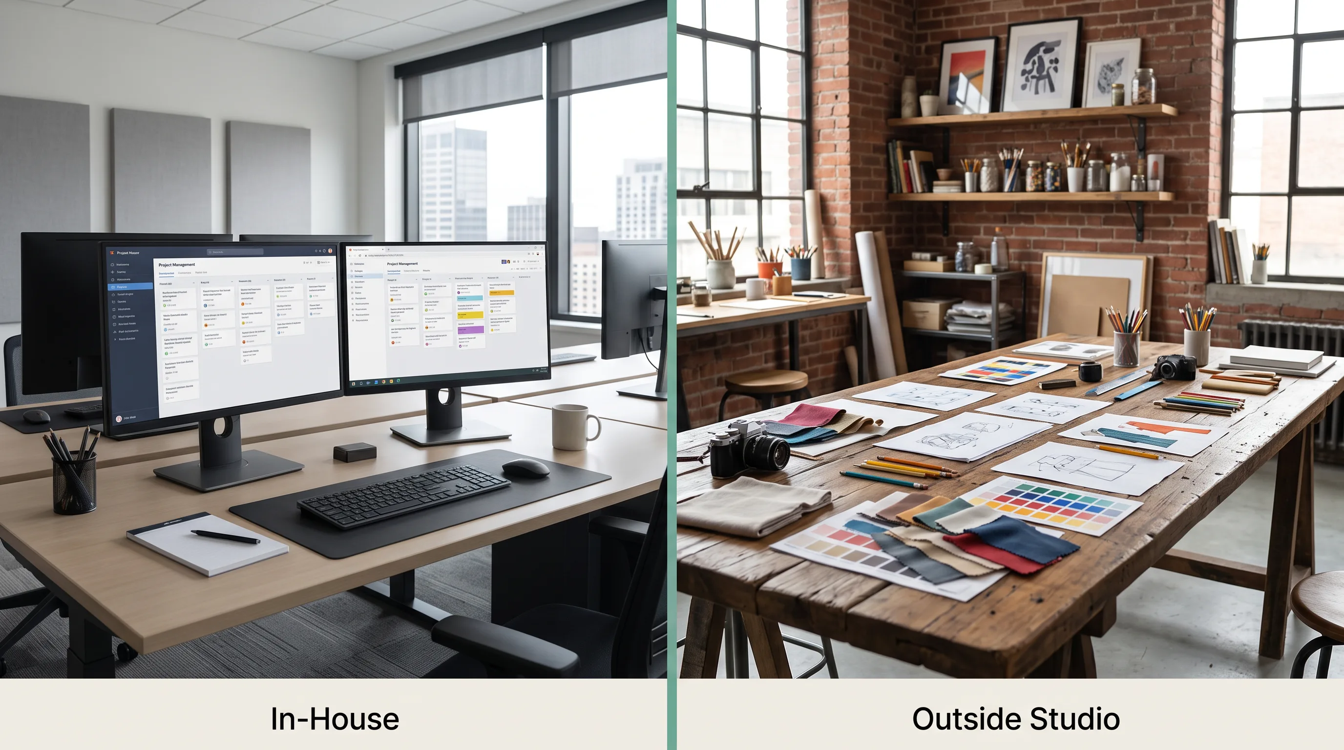 Side-by-side comparison of in-house game development team versus outside Unity studio