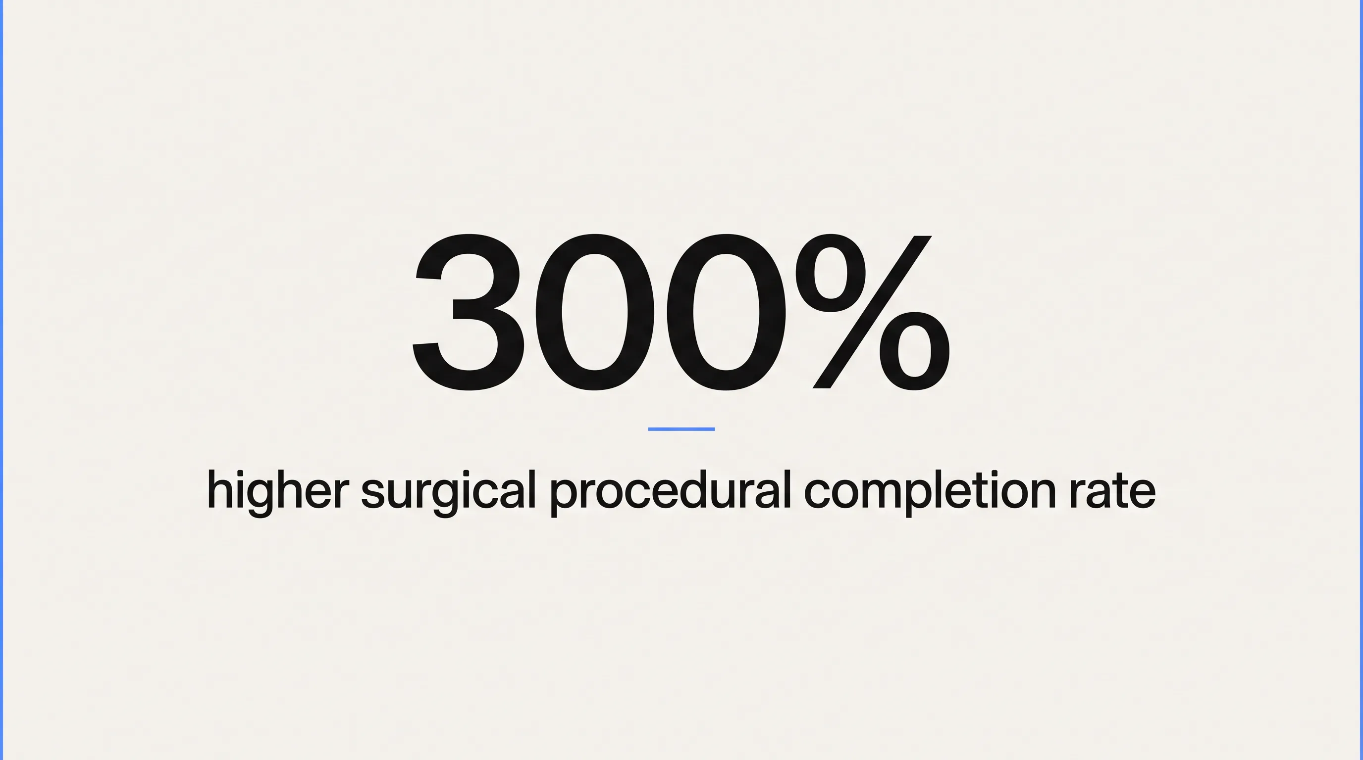 Stat card showing 300% higher procedural completion for VR-trained surgical students